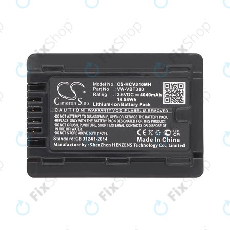 Baterija za Panasonic HC-550EB, 4040mAh, Li-Ion, 3.6V, VW-VBT380, HQ