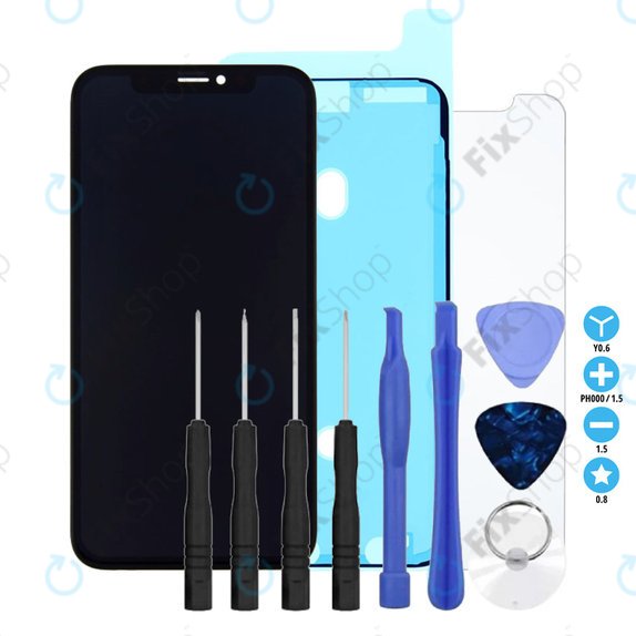 Apple iPhone X - LCD zaslon + steklo na dotik + okvir In-Cell FixPremium + Lepilo za LCD + Kaljeno steklo + Set orodij - Multipack