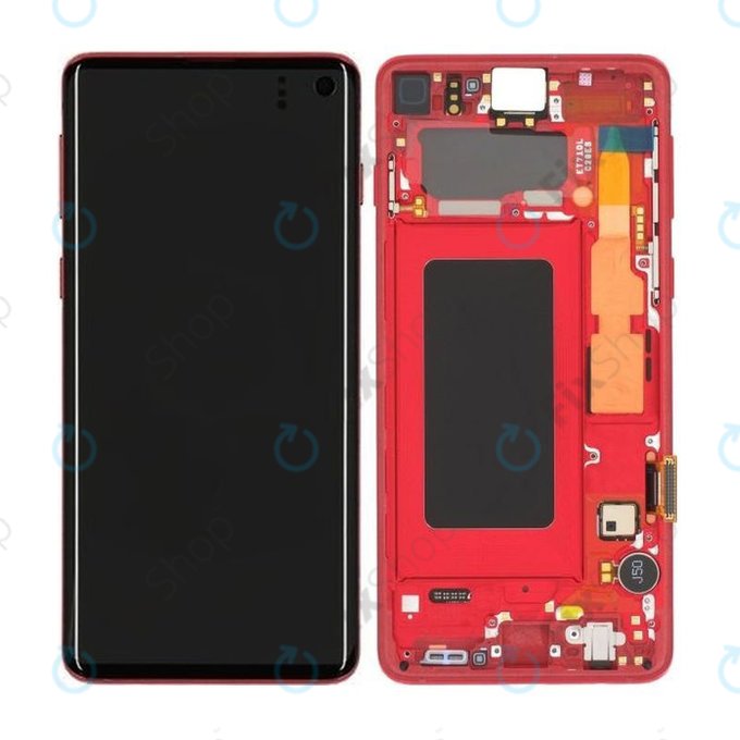 Samsung Galaxy S10 G973F - LCD zaslon + steklo na dotik + okvir (Red) - GH82-18850H Genuine Service Pack