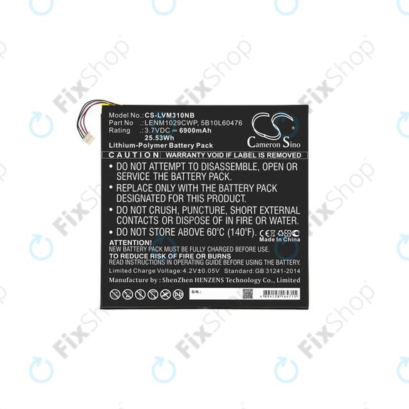 Baterija za Lenovo Miix 300, Miix 310, 6900mAh, Li-Pol, 3.7V, LENM1029CWP, HQ