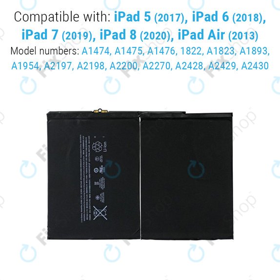 Baterija za iPad Air, iPad (5th Gen 2017 - 9th Gen 2021), 8827mAh