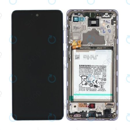 Samsung Galaxy A72 A725F, A726B - LCD zaslon + steklo na dotik + okvir + baterija (Awesome Violet) - GH82-25541C, GH82-25542C Genuine Service Pack