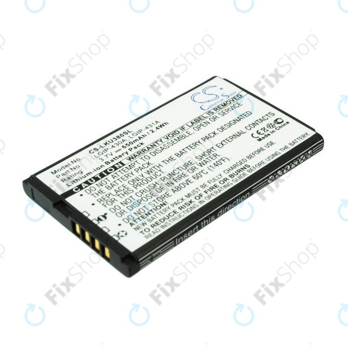 Baterija za LG 230 Nite, 650mAh, Li-Ion, 3.7V, LGIP-430A, HQ