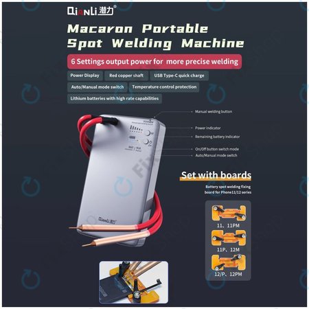 QianLi Macaron - Set mikro točkovnega varilnika za popravilo akumulatorja Flex (iPhone 11 - 12 Pro Max)