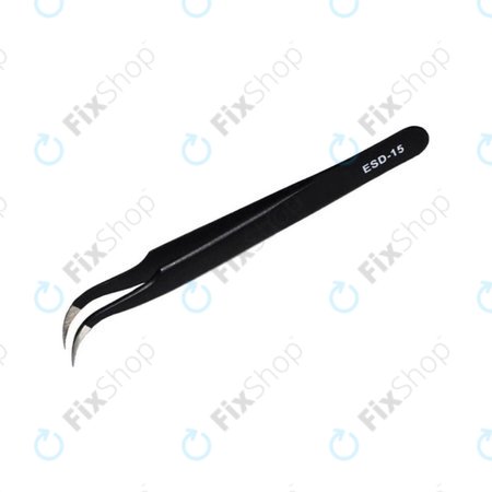 Vetus ESD-15 - Antistatična kovinska pinceta z upognjeno konico (120mm)