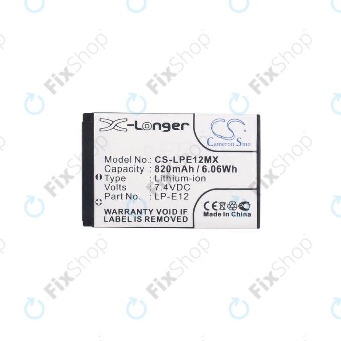 Canon EOS 100D, M, M2, M10, M50, M100, Kiss X7, SL1, PowerShot SX70 HS, Rebel SL1 - Baterija LP-E12 Li-Ion 820mAh HQ