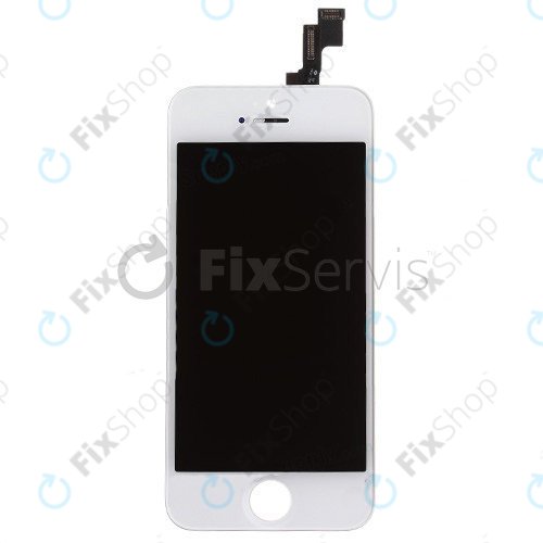 Zaslon za iPhone 5S, SE, White, Steklo na dotik z okvirjem