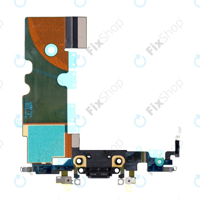 Apple iPhone 8 - Konektor za polnjenje + Flex kabel (Black)