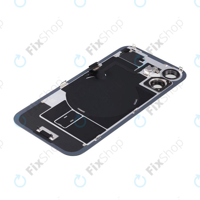 Apple iPhone 16 Plus - Steklo zadnjega ohišja + Leča kamere + Kovinska plošča + Magsafe magnet (Black)