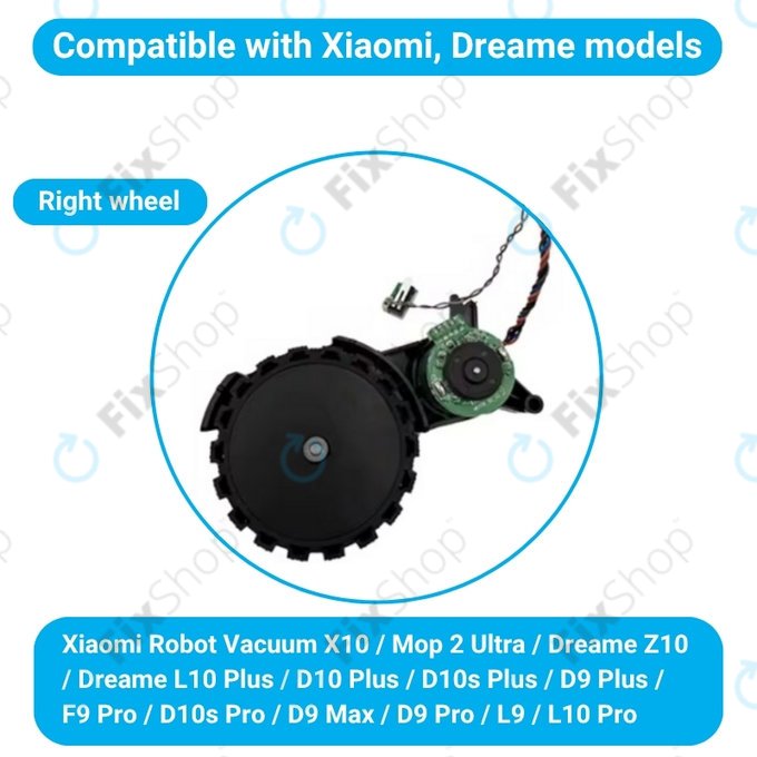 Xiaomi Robot Vacuum X10, Dreame Z10 Pro, L10 Plus, D10 Plus - Kolo z Motorjem (Desno) (Črna)