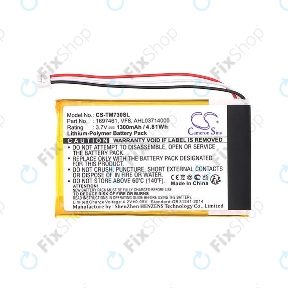 Baterija za TomTom Go 530 Live, 630T, 720, 730T, 930T, 1697461, Li-Polymer, 3.7V, 1300mAh, HQ