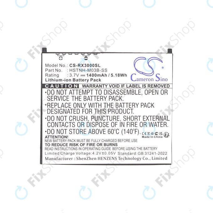 Baterija za HP Compaq iPAQ rx3000, rx3115, rx3700, hx2110, hx2790, 1400mAh, Li-Ion, 3.7V, HSTNH-M03B-SS, HQ