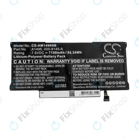 Apple MacBook Air 13" A1466 (Mid 2013 - Mid 2017) - Baterija A1496 7150mAh HQ