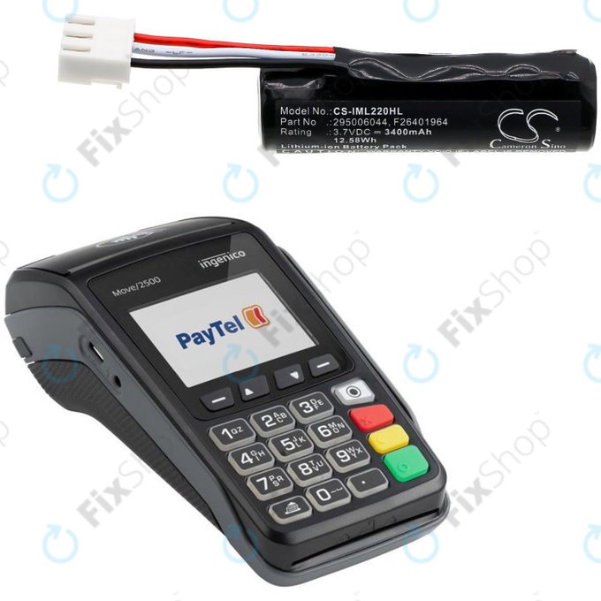 Baterija za Ingenico IWL220, 255, 258, 280, Ingenico MOVE 2500, 3000, 3500, 3400mAh, Li-Ion, 3.7V, 295006044, HQ