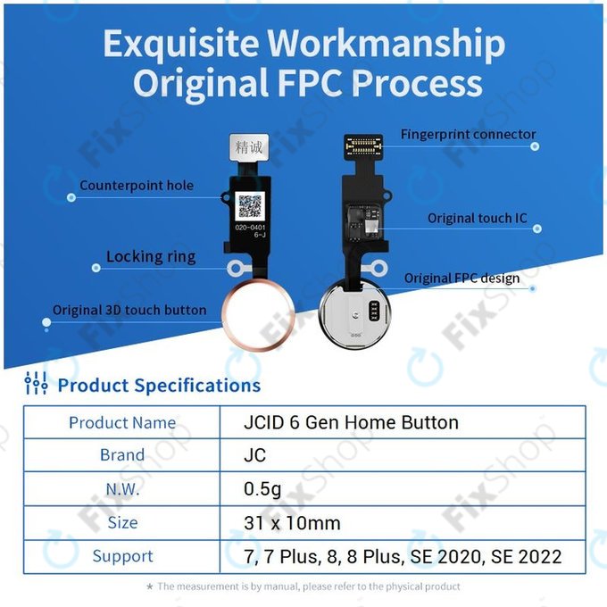 Apple iPhone 7, 7 Plus, 8, 8 Plus, SE (2020), SE (2022) - Gumb Domov JCID 7 Gen (Gold)