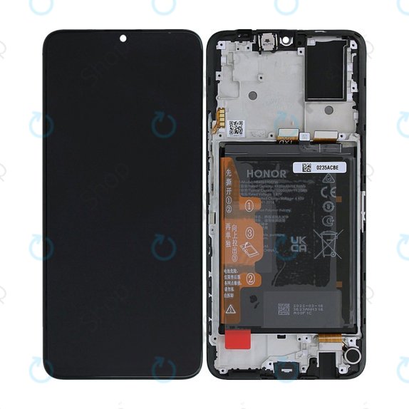 Honor X7 CMA-LX2 - LCD zaslon + steklo na dotik + okvir + baterija (Black) - 0235ACBE Genuine Service Pack