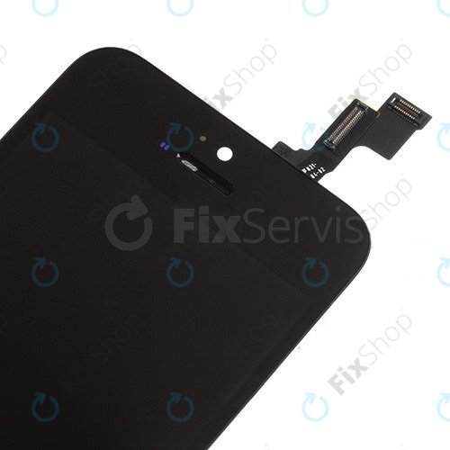 Zaslon za iPhone 5S, SE, Black, Steklo na dotik z okvirjem