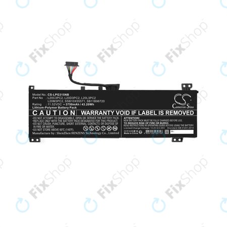 Baterija za Lenovo IdeaPad Gaming 3, 3750mAh, Li-Pol, 11.52V, L20C3PC2, HQ