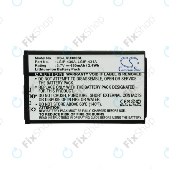 Baterija za LG 230 Nite, 650mAh, Li-Ion, 3.7V, LGIP-430A, HQ