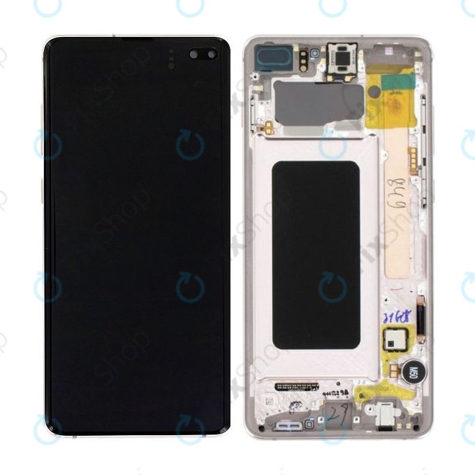 Samsung Galaxy S10 Plus G975F - LCD zaslon + steklo na dotik + okvir (Ceramic White) - GH82-18849J, GH82-18834J Genuine Service Pack