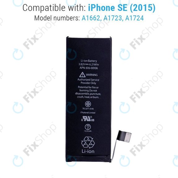 Baterija za iPhone SE, 1624mAh, FixPremium