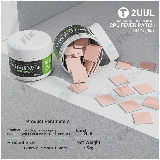 Termična podloga za CPU, hlajenje, 2UUL SC09, 17x15x1.5mm