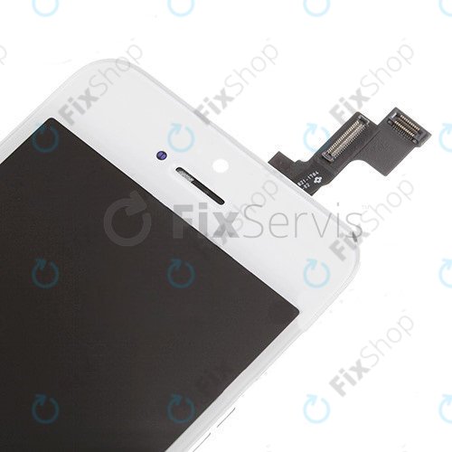 Zaslon za iPhone 5S, SE, White, Steklo na dotik z okvirjem
