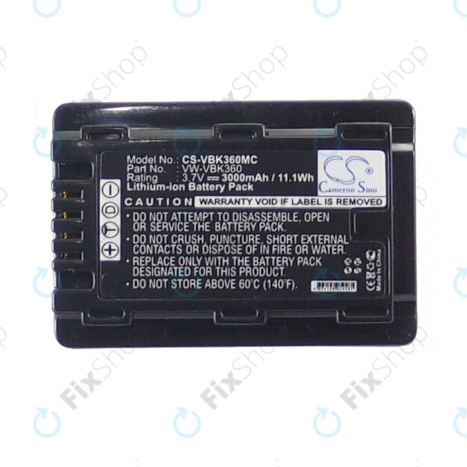 Baterija za Panasonic HC, HDC, SDR, 3000mAh, Li-Ion, 3.7V, VW-VBK360, HQ