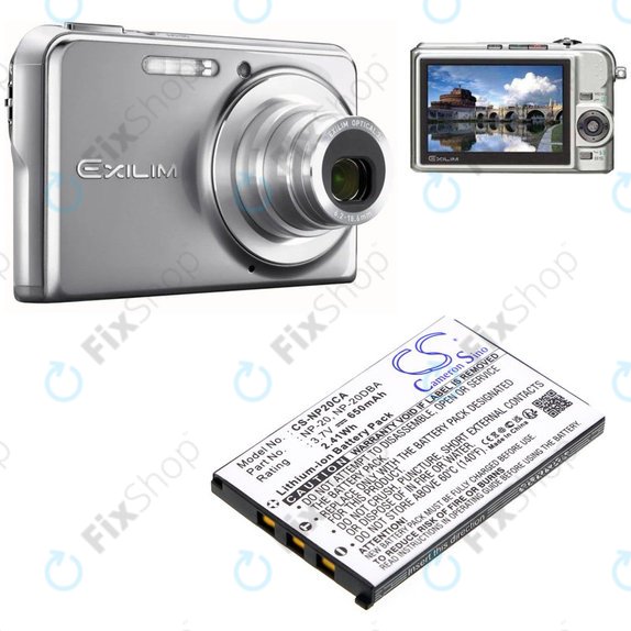 Baterija za Casio Exilim Card Ex-S880, 650mAh, Li-Ion, 3.7V, NP-20, HQ