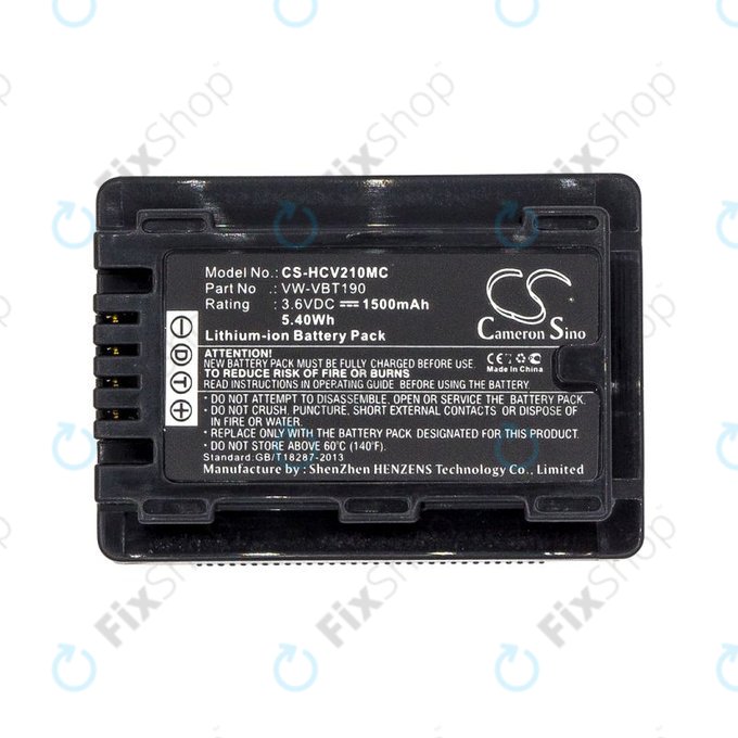 Baterija za Panasonic HC-V210, 1500mAh, Li-Ion, 3.6V, VW-VBT190, HQ
