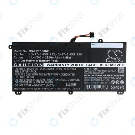 Baterija za Lenovo ThinkPad T550, T560, W550, 3900mAh, Li-Pol, 11.4V, 45N1743, HQ