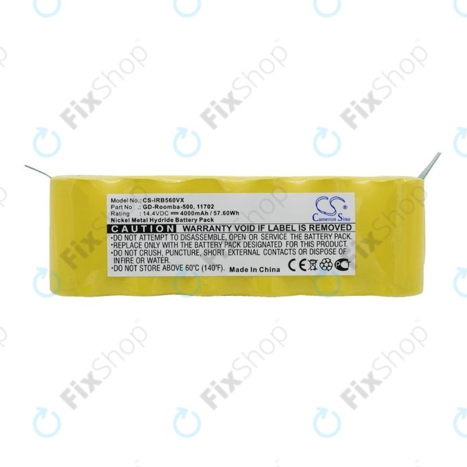 iRobot Roomba 500, 600, 700, 800, 900-series, R3, Scooba 450, Vileda 137173 - Baterija 11702, GD-Roomba-500, VAC-500NMH-33 Ni-MH 14.4V 4000mAh HQ