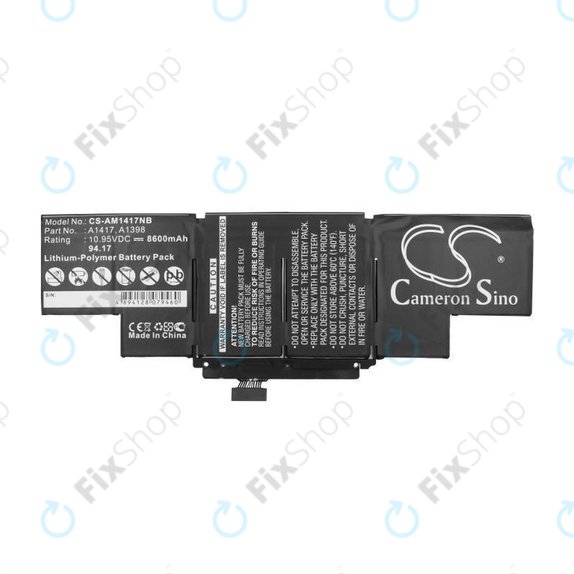 Apple MacBook Pro 15" A1398 (Mid 2012 - Early 2013) - Baterija A1417 8600mAh HQ