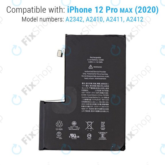 Baterija za iPhone 12 Pro Max, 3687mAh