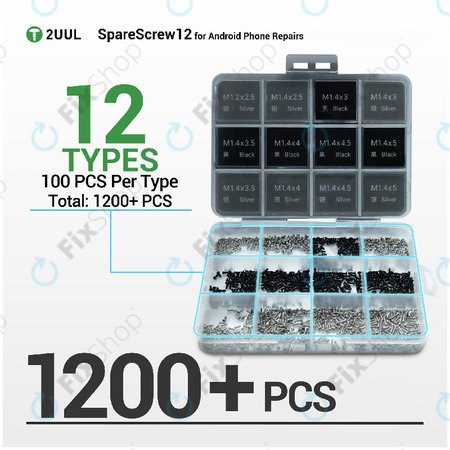 Set Phillips vijakov za popravilo Android naprav, 2UUL SC12, 1200 kos/pakiranje