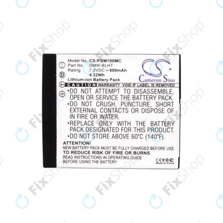 Baterija za Panasonic Lumix DMC, 600mAh, Li-Ion, 7.2V, DMW-BLH7, HQ