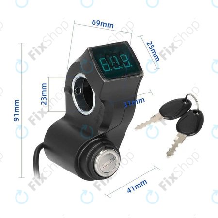 Kugoo Kirin M4, M4 Pro, Speedual, Zero 8X, 10X, MiniWalker, T10-DDM - Vžigalno stikalo z voltmetrom