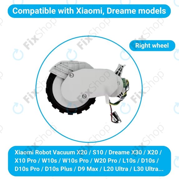 Xiaomi Robot Vacuum X20, S10, Dreame X30, X20, X10 Pro - Kolo z Motorjem (Desno) (Bela)