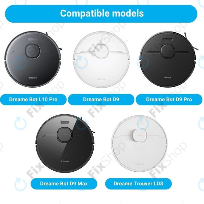 Komplet nadomestnih delov za Xiaomi Dreame Bot L10 Pro, D9, D9 Pro, D9 Max, Trouver LDS (1x Glavna krtača, 2x Filtri, 2x Stranski krtači, 2x Krpe za brisanje)
