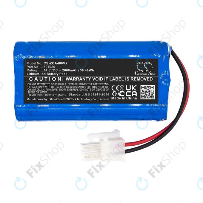 Baterija za Concept VR2000, Zaco A4s, A6, A8s, A9s, 2600mAh, Li-Ion, 14.8V, 501929, HQ