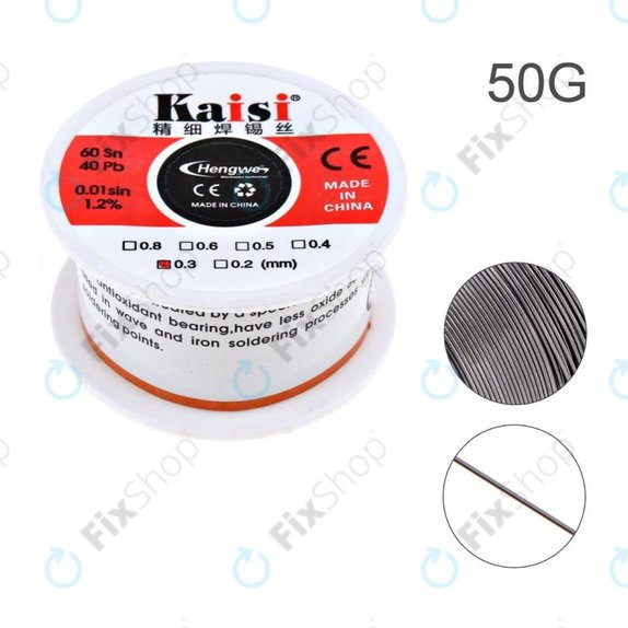 Kaisi - Žica za spajkanje za natančno spajkanje Sn/Pb - 0,3mm (50 g)