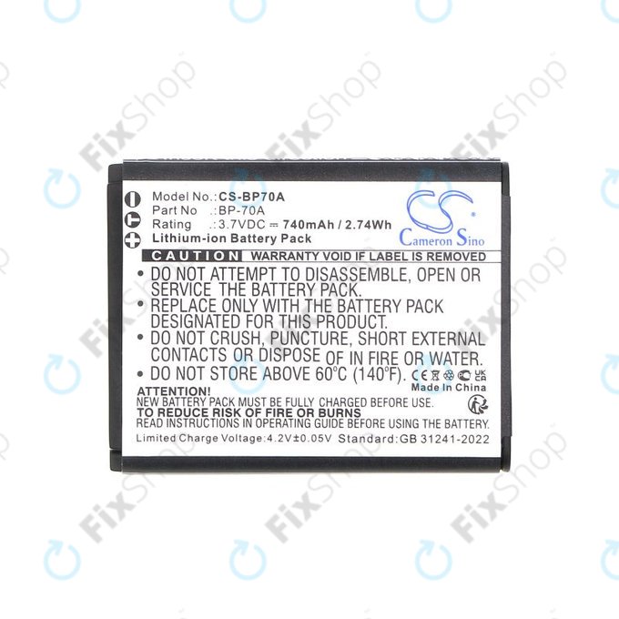 Baterija za Samsung ES, ST, 740mAh, Li-Ion, 3.7V, BP-70A, HQ