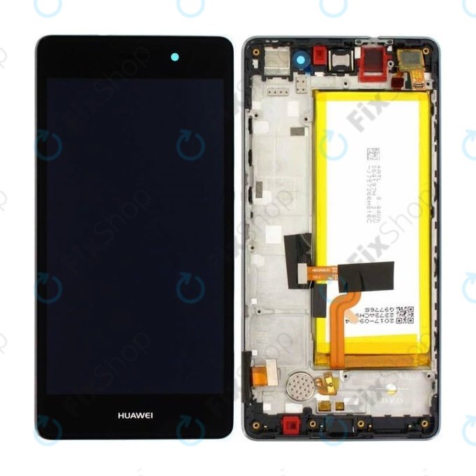 Huawei P8 Lite ALE-L21 - LCD zaslon + steklo na dotik + okvir + baterija (Black) - 02350KCW, 02350KCC, 02350KCB, 02350JVD Genuine Service Pack