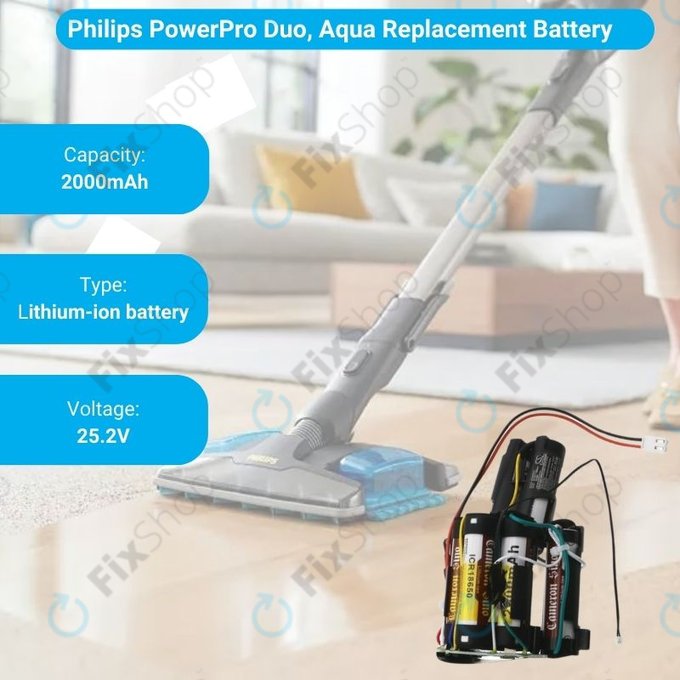 Philips PowerPro Aqua, Duo - Baterija 300003446961, 69-2008-009-211, 69-2008-009-201 Li-Ion 25.2V 2000mAh HQ