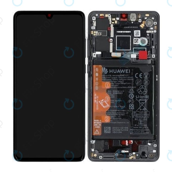 Huawei P30 - LCD zaslon + steklo na dotik + okvir + baterija (Black) - 02354HLT Genuine Service Pack