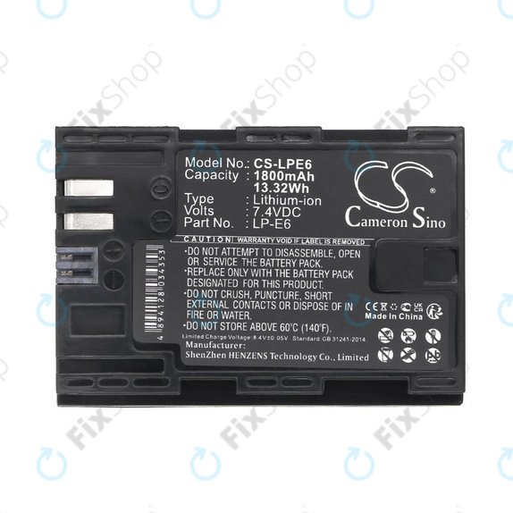 Baterija za Canon EOS 60D, 5D Mk II, 7D, 1800mAh, Li-Ion, 7.4V, LP-E6, HQ