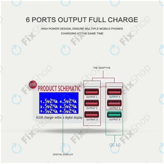 Product Schematic 896 - Servisna polnilna postaja USB z USB 3.0