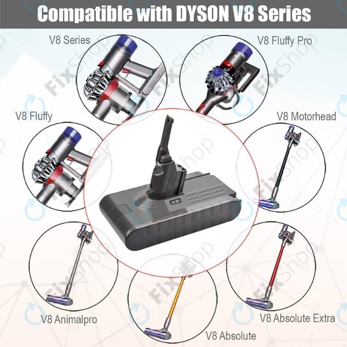Dyson V8 - Baterija 215681, PM8-US-HFB1497A Li-Ion 21.6V 4000mAh