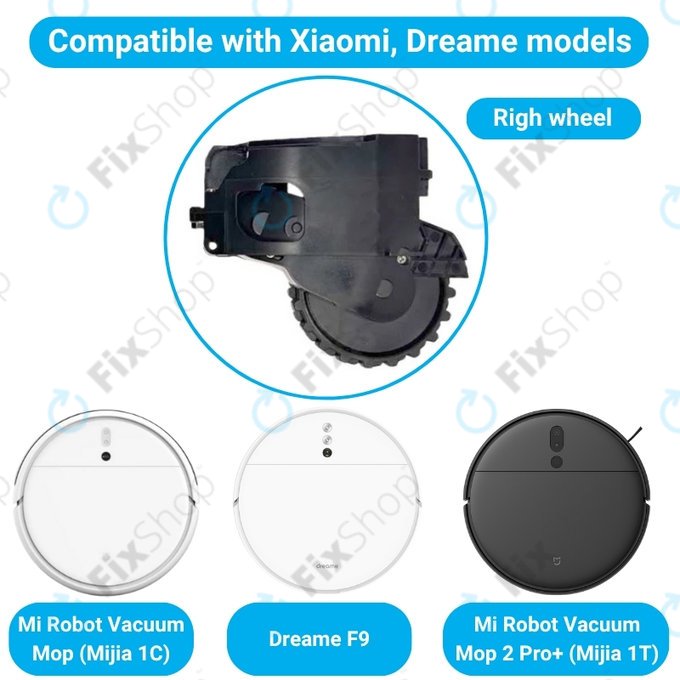 Xiaomi Dreame F9, Mi Robot Vacuum Mop (Mijia 1C), 2 Pro+ (Mijia 1T) - Kolo z Motorjem (Desno) (Črna)