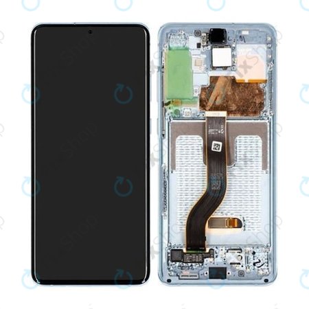 Samsung Galaxy S20 Plus G985F - LCD zaslon + steklo na dotik + okvir (Cloud Blue) - GH82-22134D, GH82-22145D Genuine Service Pack